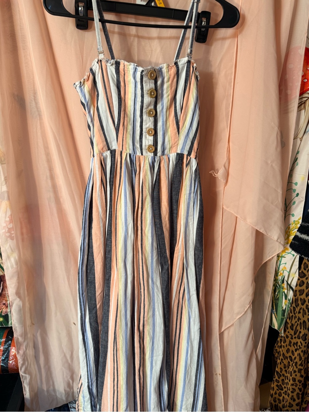 Free People Girls Striped Sundress in Peach, Navy & Cream